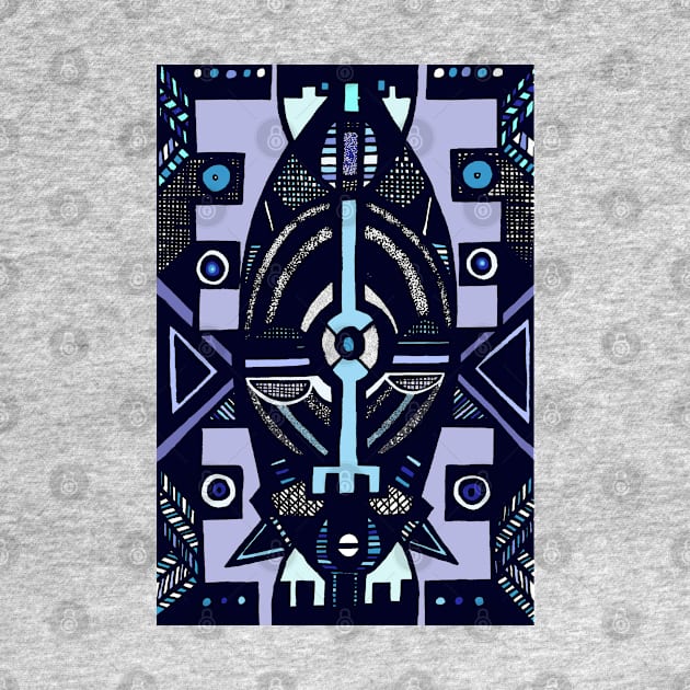 African Mask traditional tribal symbolic pattern design by Tony Cisse Art Originals